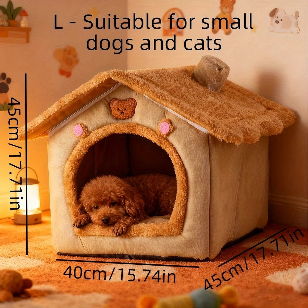 1 Pet Bed House for Cats, Detachable and Washable Cat House, Soft and Warm Winter Cat Bed, Small Dog Cave Nest( NO: S)