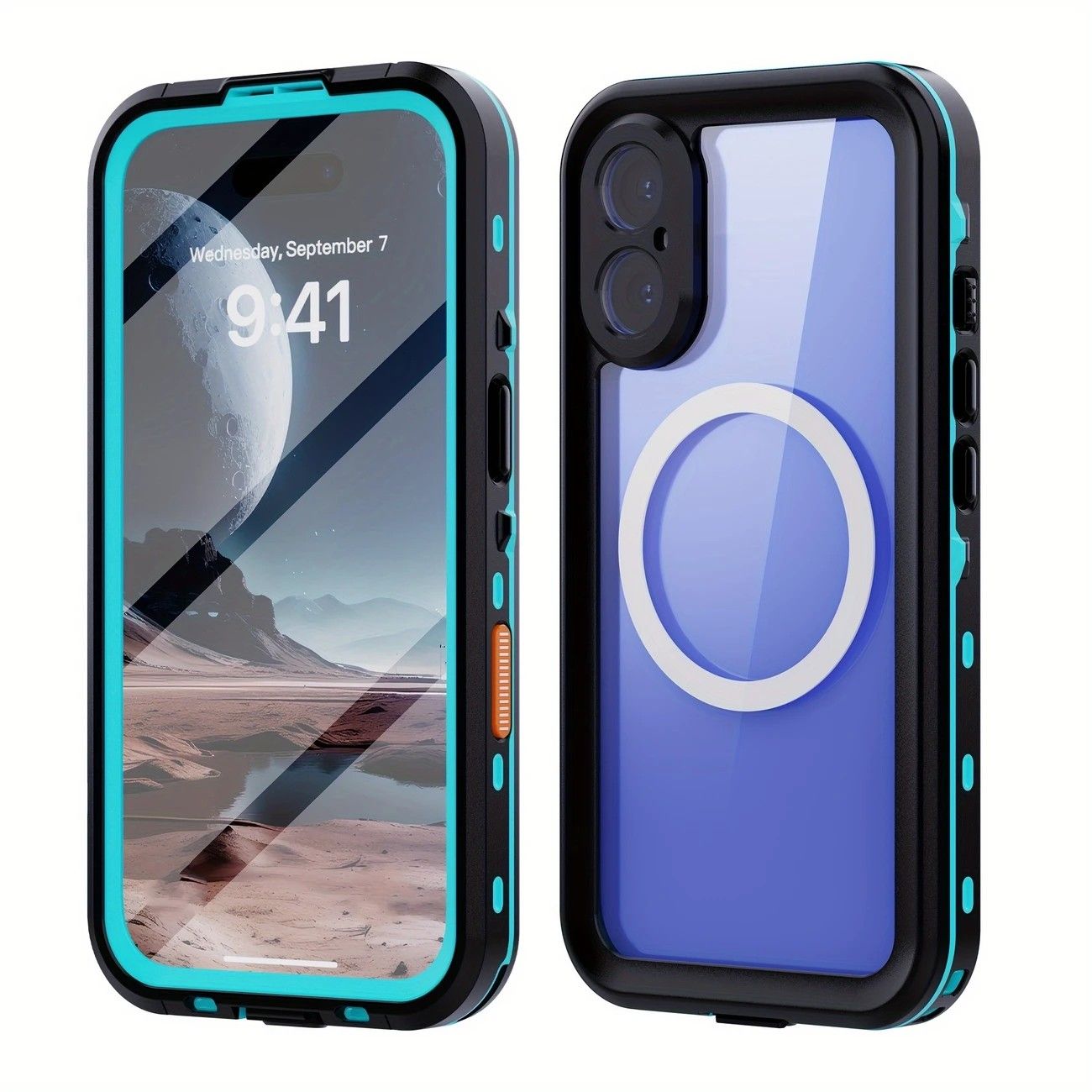 iPhone 16 Plus Waterproof Phone Case IP68 Drop Protection Snow Dust Resistant with Lanyard for Swimming Skiing Off Road Adventures(black)