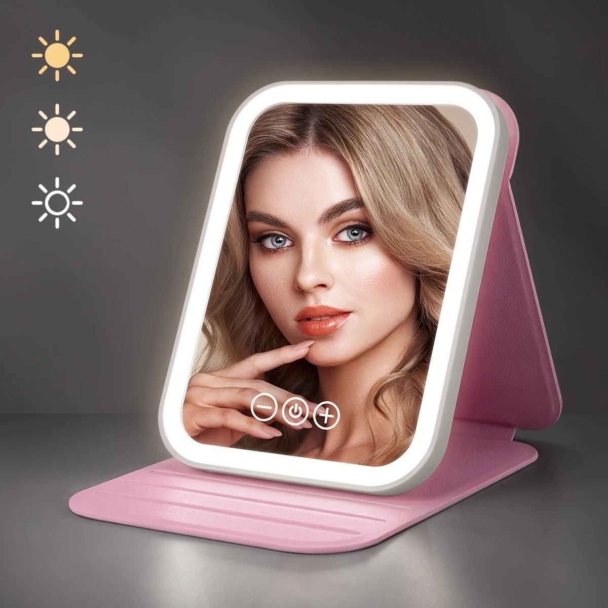 LED Makeup Mirror with Lights, 3 Color Modes Touch Control, Rechargeable Travel Vanity Mirror(WHITE)