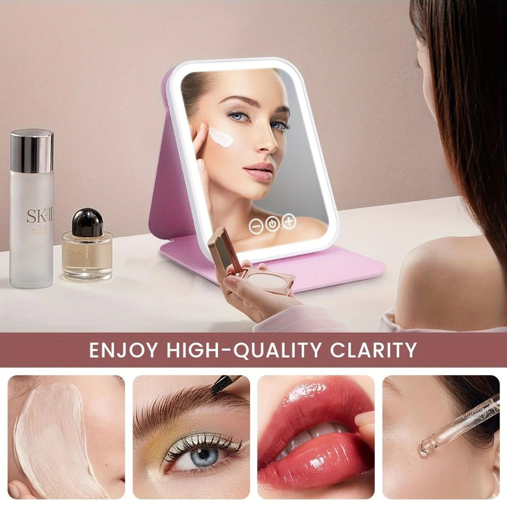 LED Makeup Mirror with Lights, 3 Color Modes Touch Control, Rechargeable Travel Vanity Mirror(BLACK)