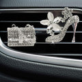 Crystal High Heel Shoe & Magic Bag Car Air Vent Clip Charm Bling sparkly bedazzled rhinestone Car Bling Accessories, Car Interior Decoration Charm, Rhinestone cute Car Decor girls