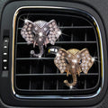 Bling Rhinestone Elephants Head Car Air Vent Clip Dashboard Outlet Clip Air Freshener Vent Clips Decorative Cute Car Decor