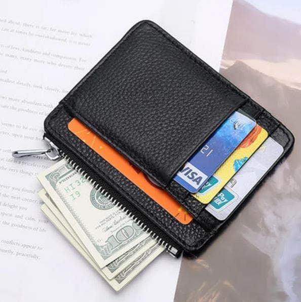 7 Slots + Zipper Compartment Top Grain Leather Card Wallet | Hidden Large Capacity ID License Cash Coin Purse for Aussie Everyday Use