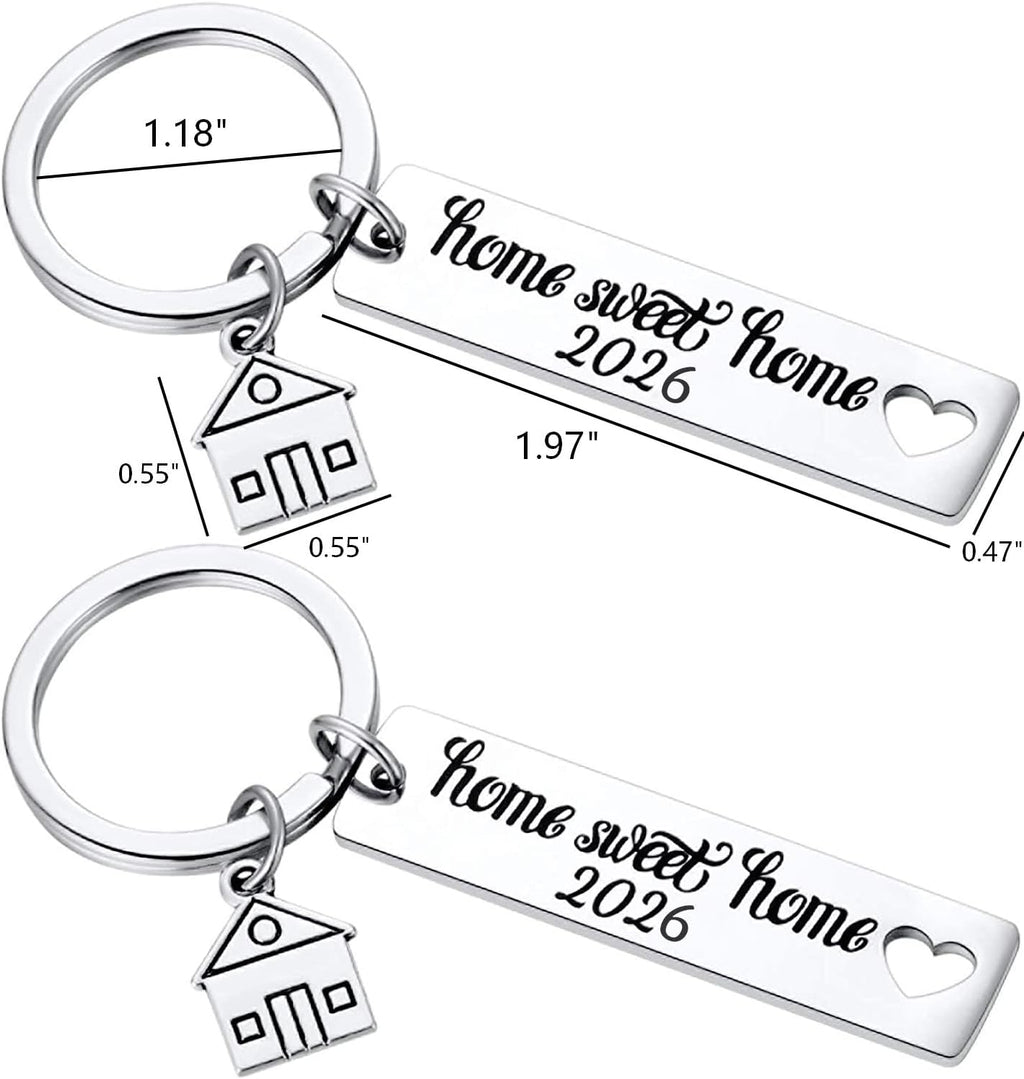 Kvekstio 2PCS 2026 Home Sweet Home Key Chain Housewarming Presents, New Homeowner Keychain Closing Gift Ideas, Real Estate Gifts From Agent For Client Congratulations
