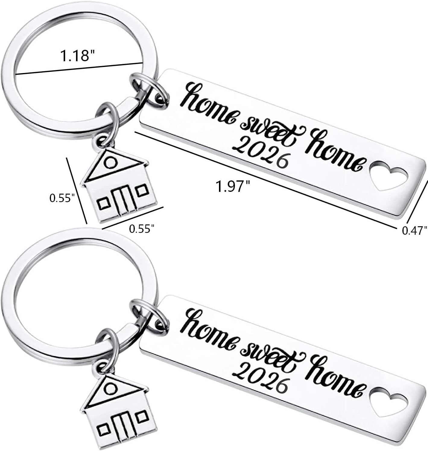 Kvekstio 2PCS 2026 Home Sweet Home Key Chain Housewarming Presents, New Homeowner Keychain Closing Gift Ideas, Real Estate Gifts From Agent For Client Congratulations