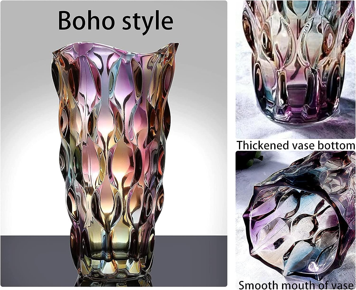 Glass Vases for Flowers，Thickened 3.4 lb Morden vases for Tables Centerpieces, vase for Home Decor, Crystal,Colorful and Clear Rose Large Vases Christmas Day Gifts(Heavy Duty)