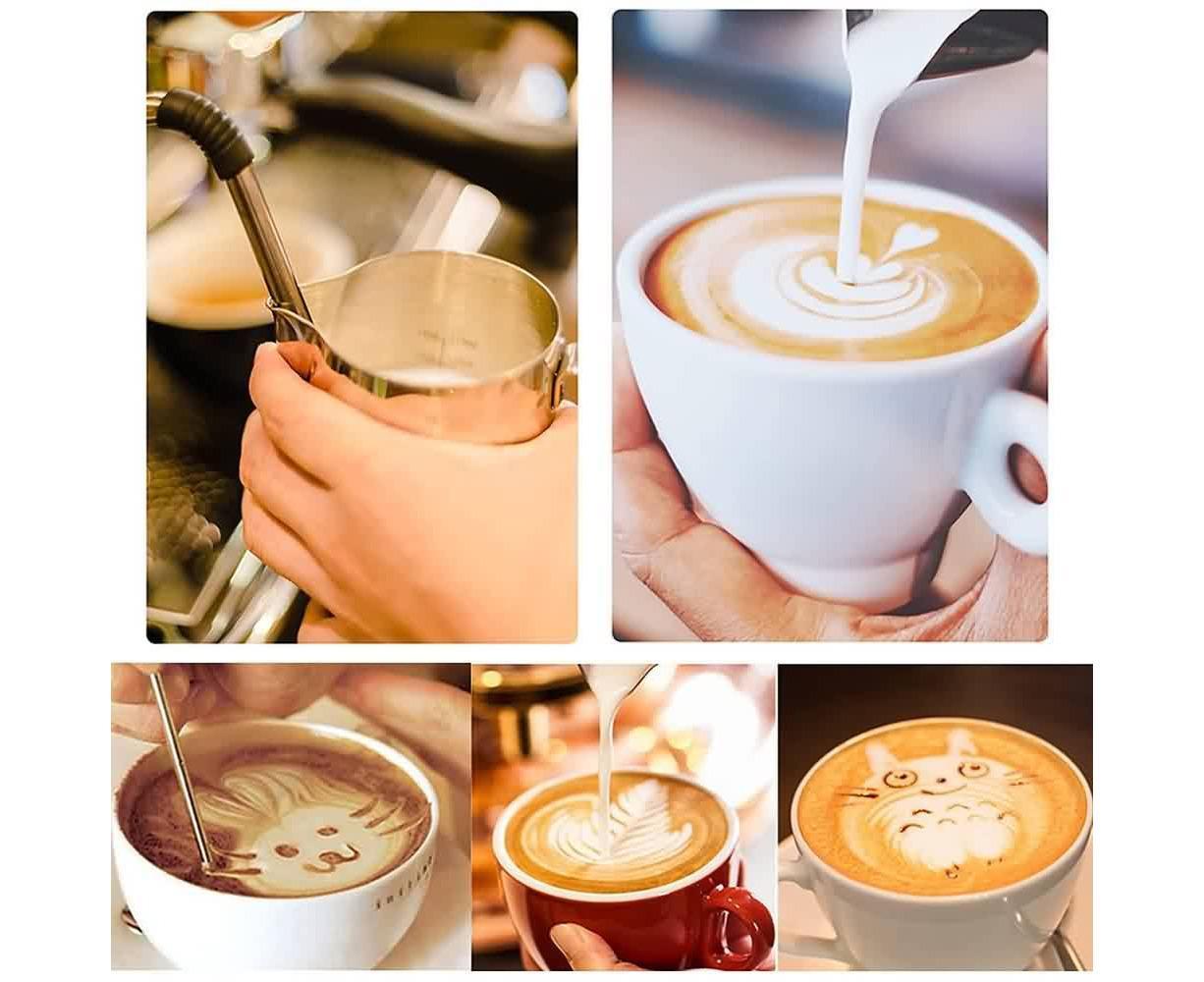 600ml Milk Frothing Thermometer Espresso Coffee Pitcher Stainless Steel Jug