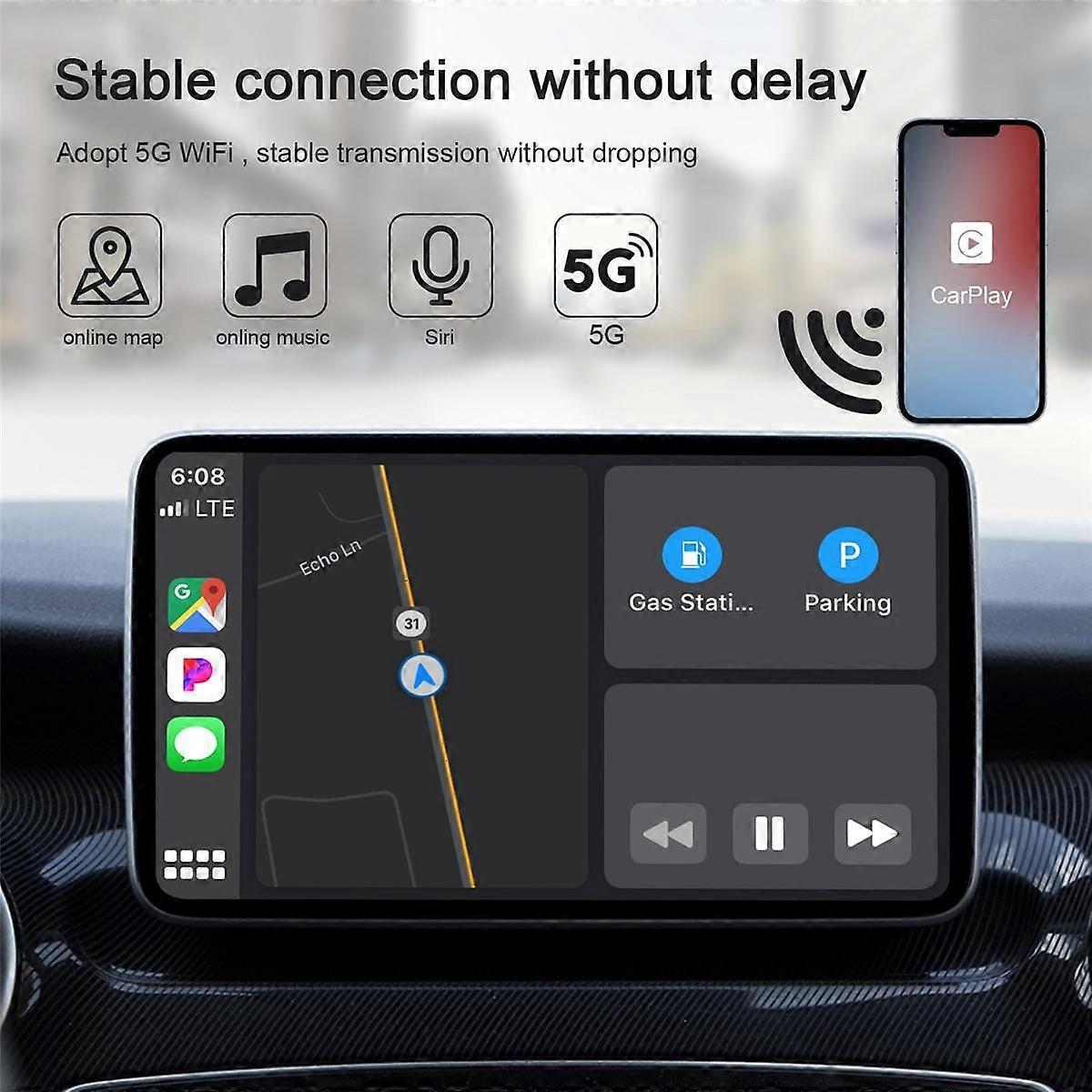 Wireless CarPlay Adapter, Wired to Wireless Dongle with WiFi Online Update