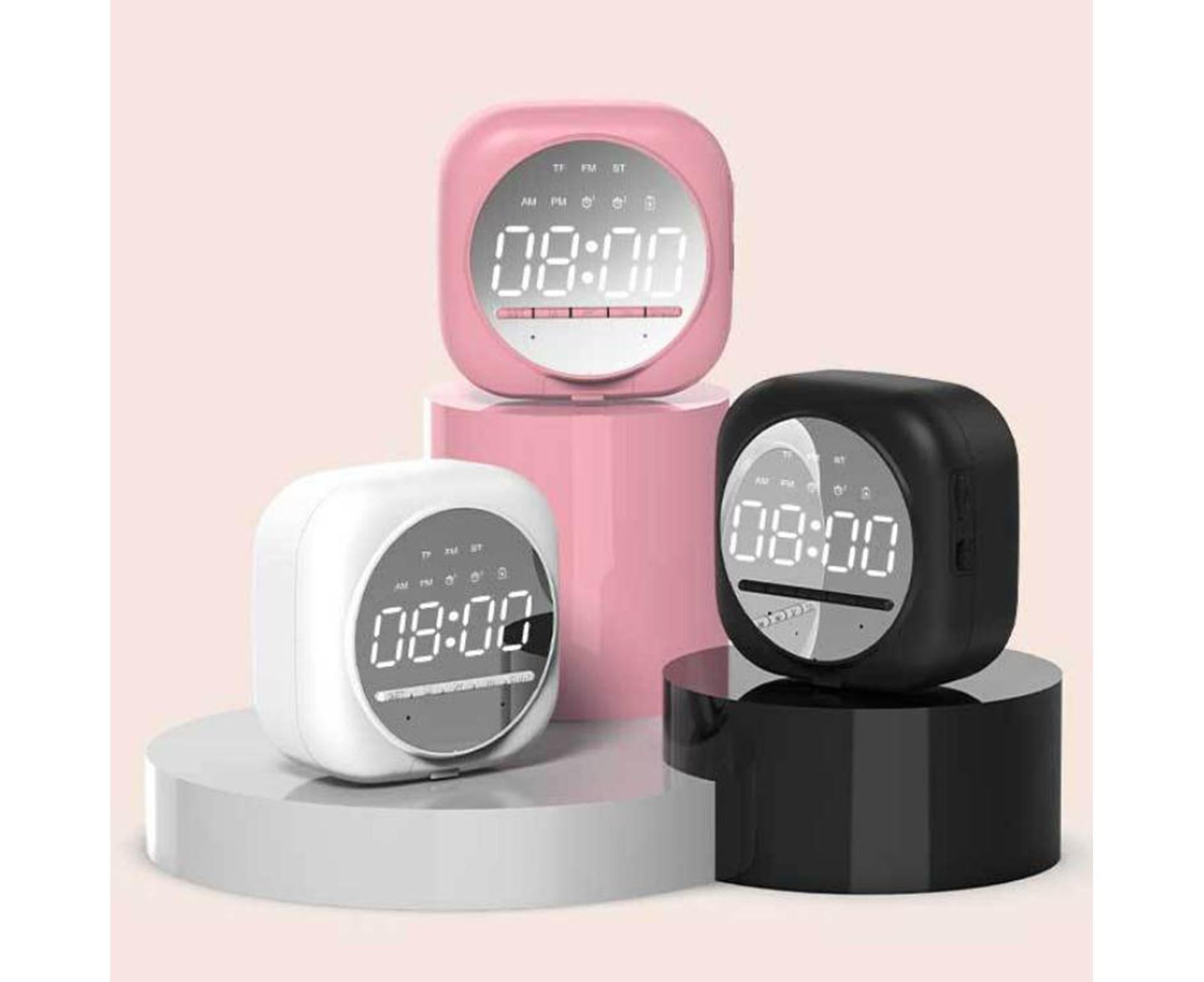 Q12 Bluetooth-compatible 5.0 Multifunctional Alarm Clock Subwoofer Speaker Support TF Card - White
