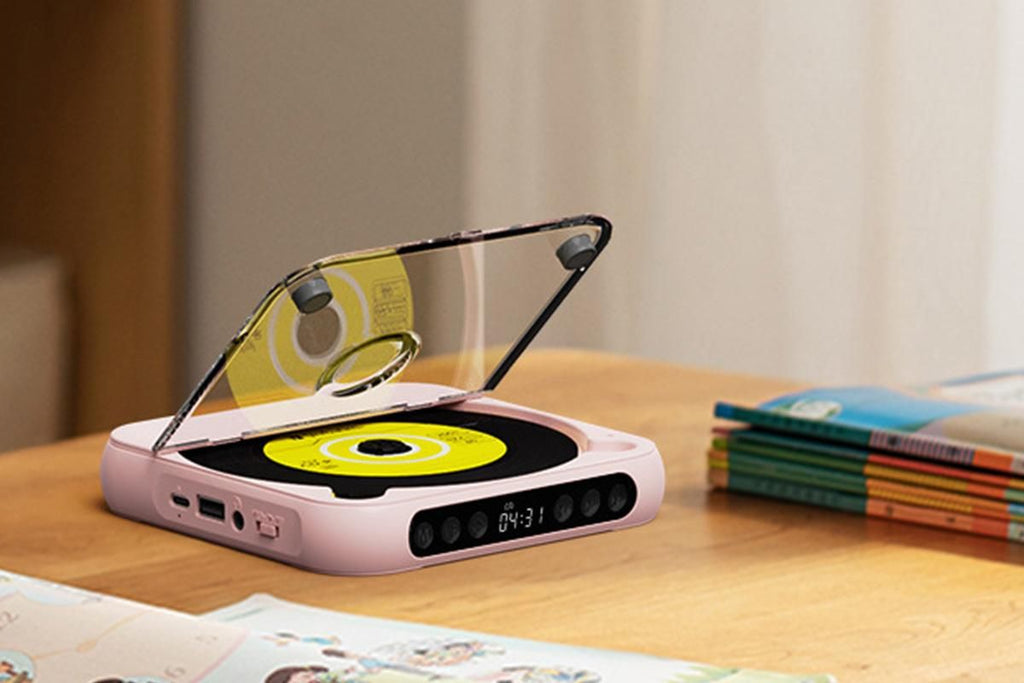 Portable CD Player Bluetooth 5.3 with HiFi Speakers Rechargeable Walkman Supports CD USB MP3 for Home - Pink