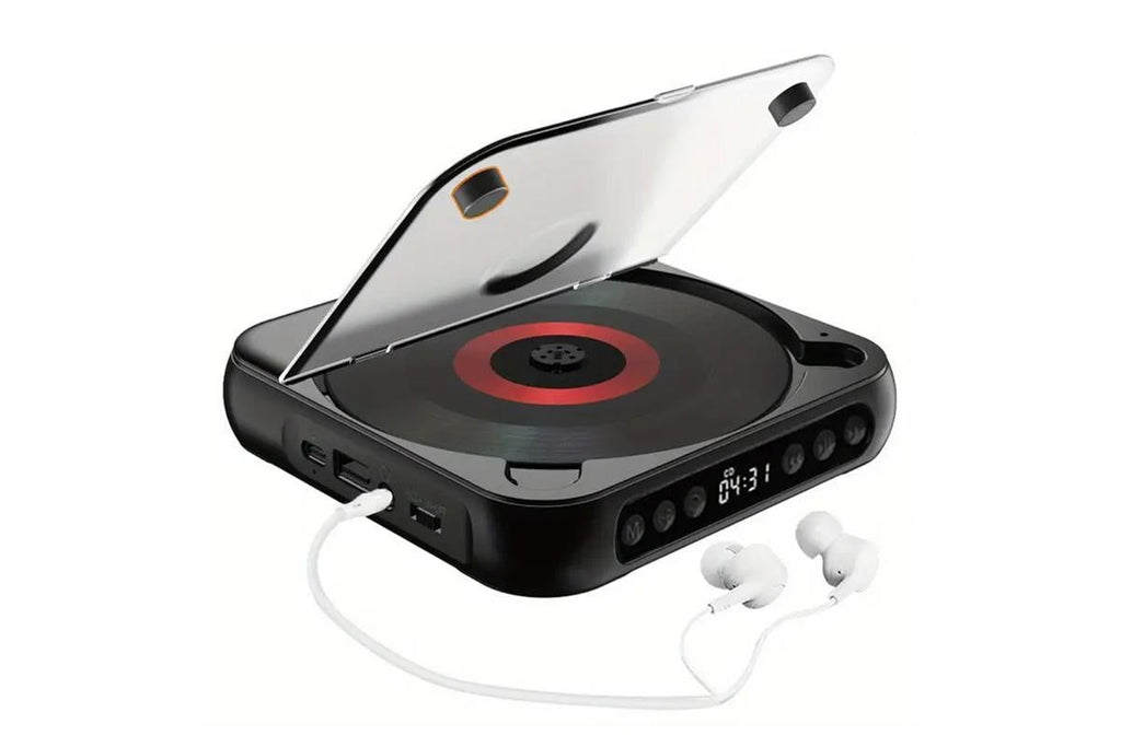 Portable CD Player Bluetooth 5.3 with HiFi Speakers Rechargeable Walkman Supports CD USB MP3 for Home - Black