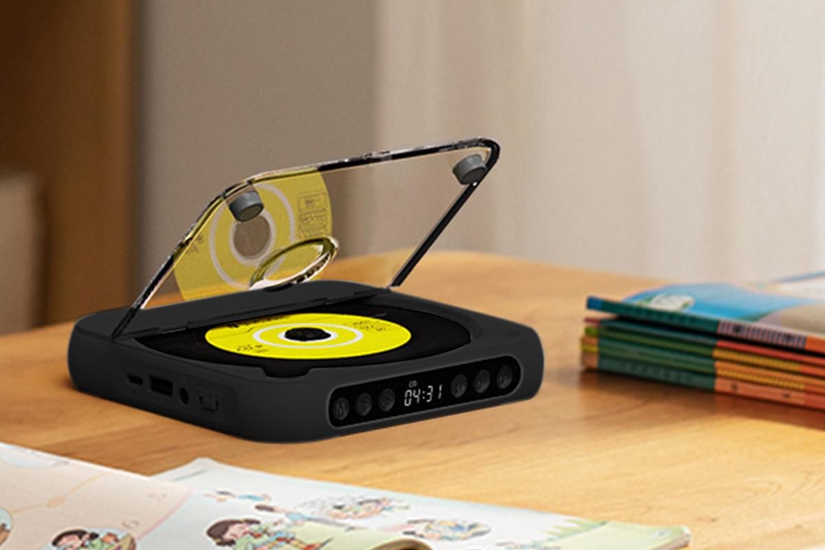 Portable CD Player Bluetooth 5.3 with HiFi Speakers Rechargeable Walkman Supports CD USB MP3 for Home - Black
