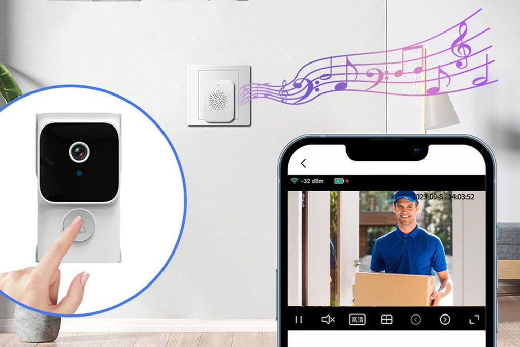 Wireless Smart Video Doorbell with Chime Intelligent Visual Doorbell View Security Doorbell Smart Doorbell