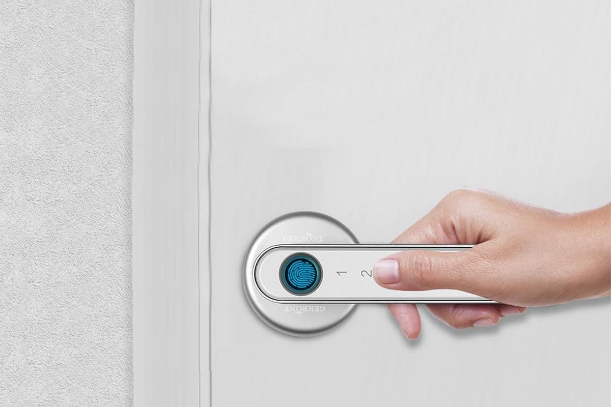Fingerprint Lock Smart Fingerprint Door Lock Digital Password Door Lock Smart Door Knob Door Knob with Lock and Anti-Peeping Passwor Easy Installation for Bedroom Home Hotel -Silver