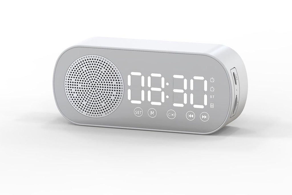 FM Speaker LED Display Portable Alarm Clock Home Decor Bluetooth Digital Radio - Pink