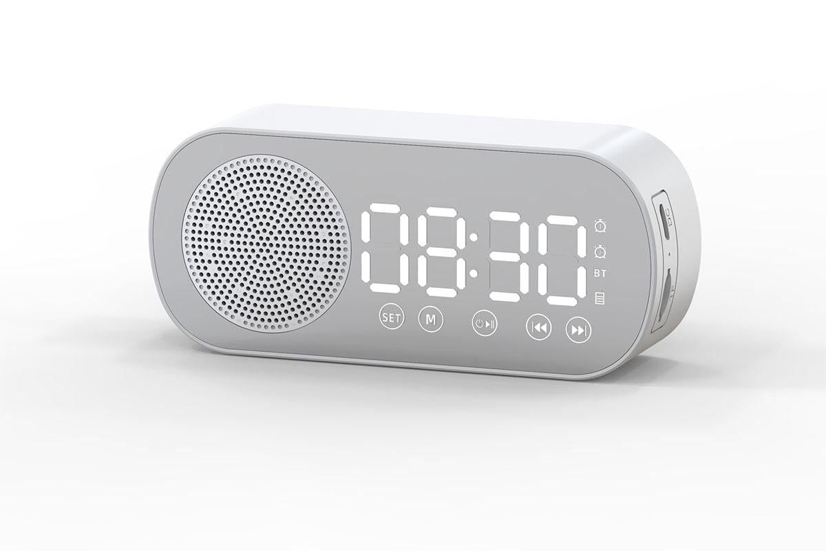 FM Speaker LED Display Portable Alarm Clock Home Decor Bluetooth Digital Radio - Black