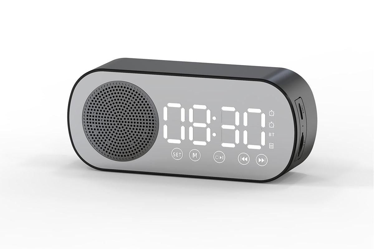 FM Speaker LED Display Portable Alarm Clock Home Decor Bluetooth Digital Radio - White