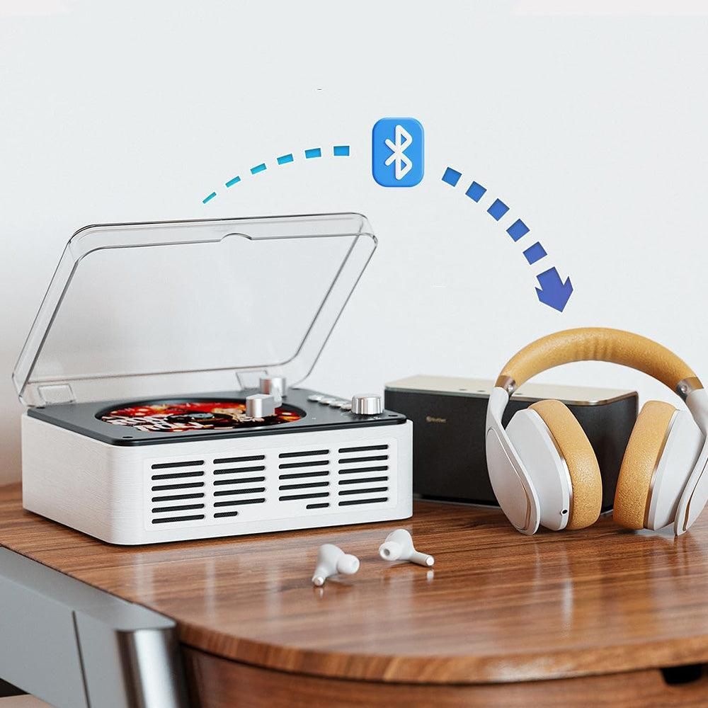 Retro CD Music Player with Bluetooth and FM Radio Multifunctional Home Audio System White