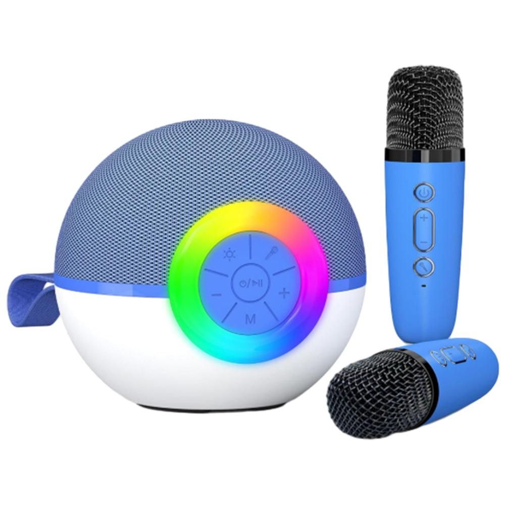 Portable Karaoke Microphone Machine Mini Bluetooth Speaker with 2 Wireless Mics Purple