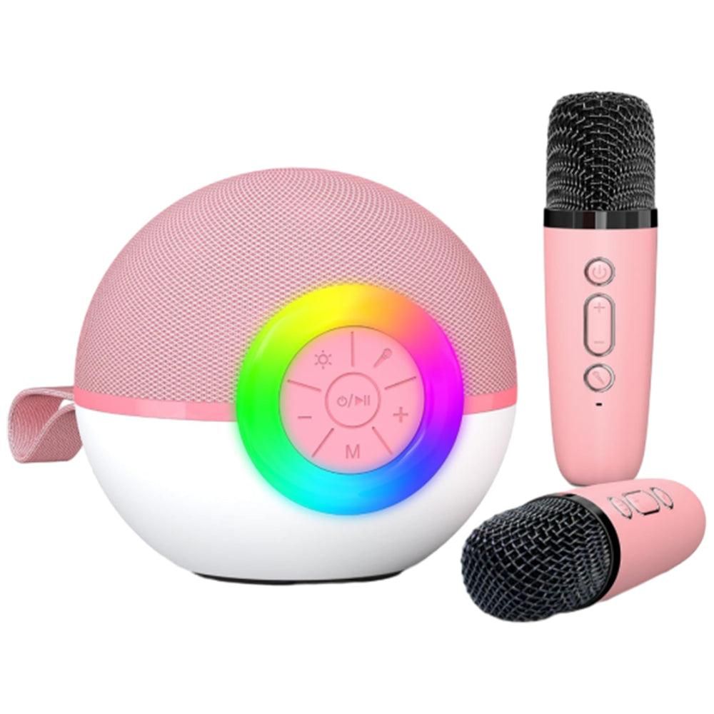 Portable Karaoke Microphone Machine Mini Bluetooth Speaker with 2 Wireless Mics Green