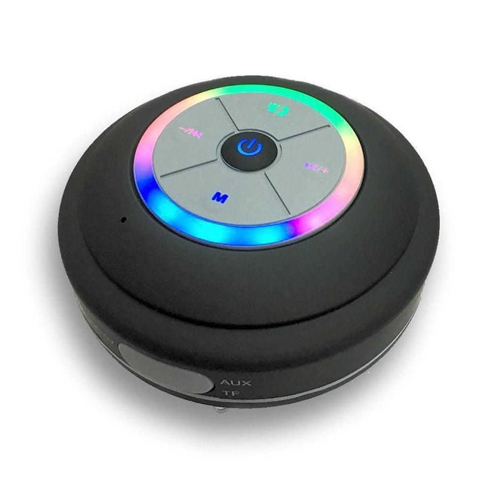 LED Bluetooth Portable Speaker with Suction Cup for Shower and Travel White