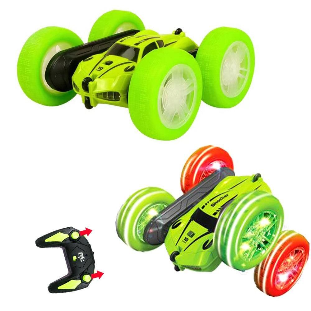2.4 GHZ Remote Control Stunt Car 4WD Double Sided Rotating Crawler with Headlights Blue