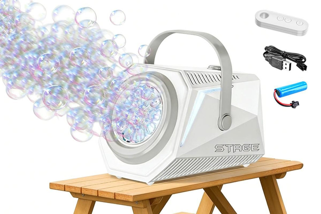 Bubble Machine Automatic Minute Big Bubbles Blower Maker for Outdoor Birthday Parties White