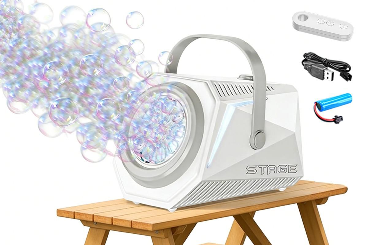 Bubble Machine Automatic Minute Big Bubbles Blower Maker for Outdoor Birthday Parties White