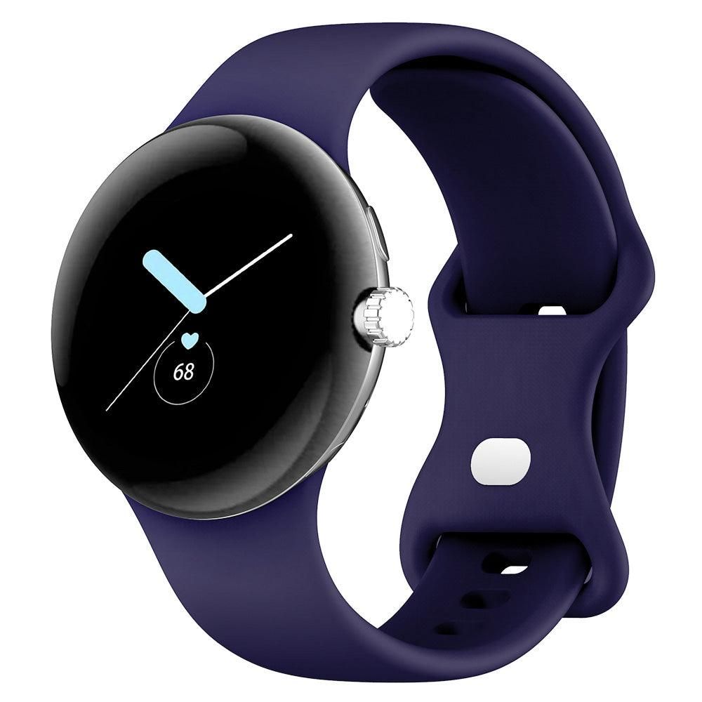 For Google Pixel Watch 1 / 2 Soft Replacement Strap Silicone Sport Watch Band Blue - S