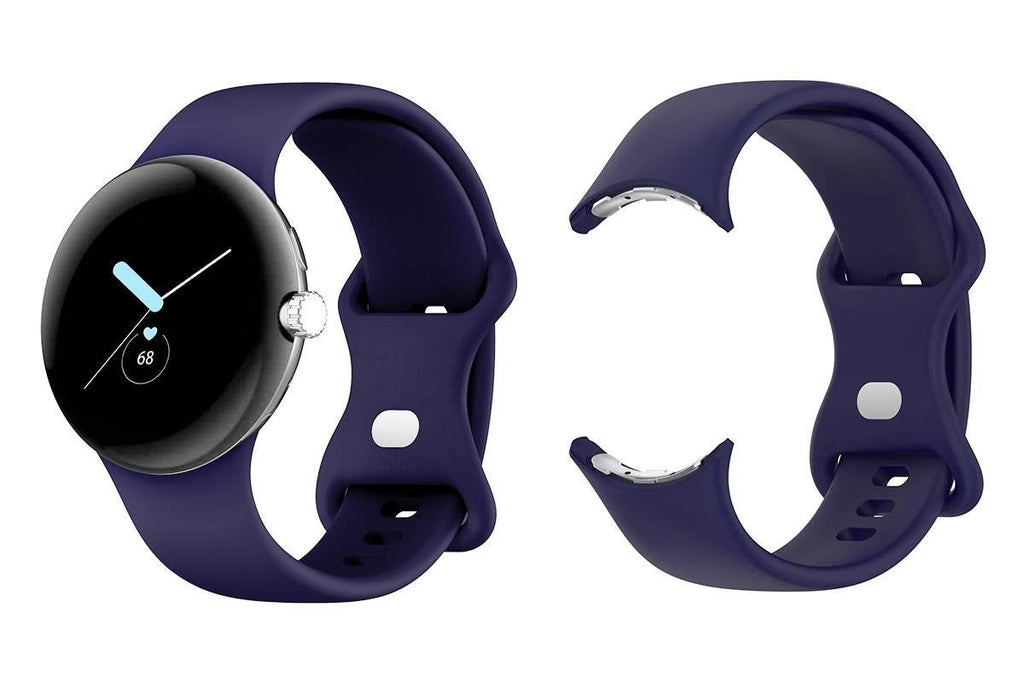 For Google Pixel Watch 1 / 2 Soft Replacement Strap Silicone Sport Watch Band Blue - S