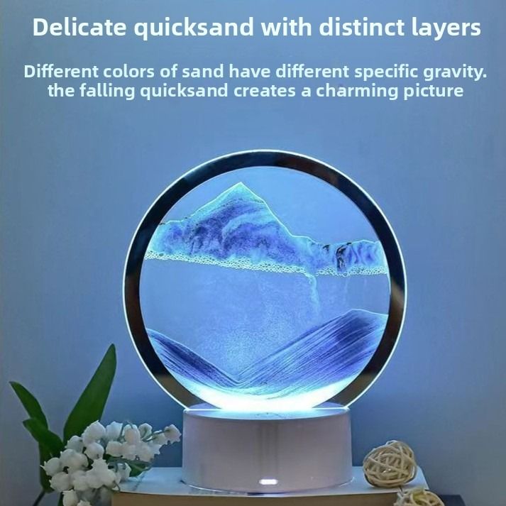 Creative 3D Sand Art Night Light, Multi-Color Touch-Sensitive Dimmable Desktop Ornament, USB/Battery Dual Power Supply, Multiple Colors Available, Home Decor & Birthday Gift - Gold