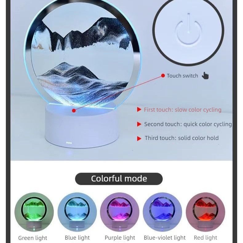Creative 3D Sand Art Night Light, Multi-Color Touch-Sensitive Dimmable Desk Ornament, Dual Power Supply (USB/Battery), Multiple Colors Available, Home Decor & Birthday Gift - Green