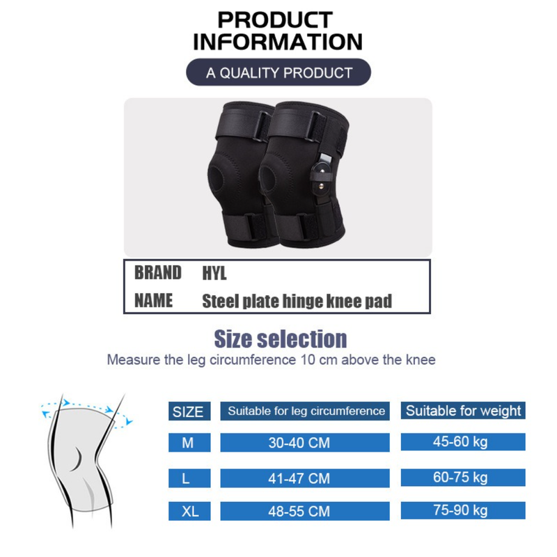 Hinged Metal Knee Brace with Removable Side Stabilizers, ACL Injury, Sports Workout & Joint Pain Relief-XL