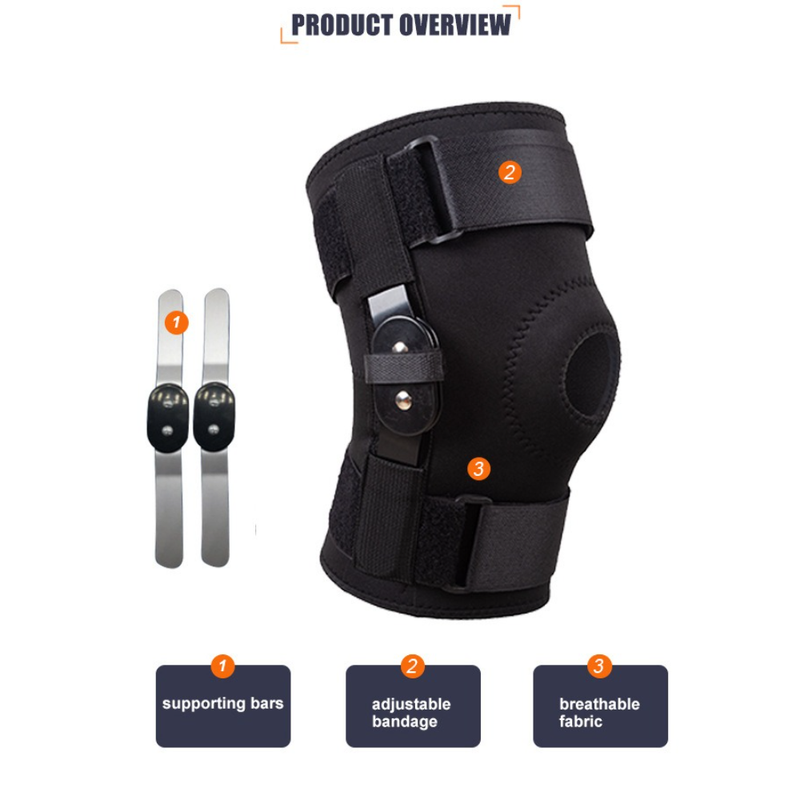 Hinged Metal Knee Brace with Removable Side Stabilizers, ACL Injury, Sports Workout & Joint Pain Relief-XL