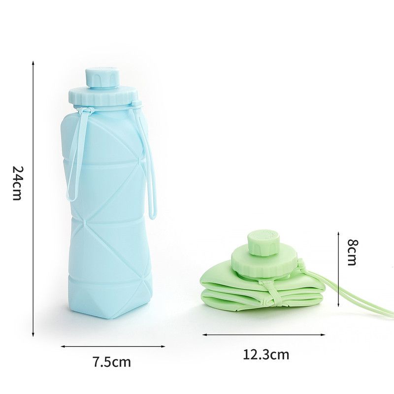 800ml Large-Capacity Food-Grade Silicone Collapsible Water Cup, Portable Outdoor High-Temperature Resistant Water Bottle, Travel & Camping Compressible Water Bottle, Travel Water Cup - Blue
