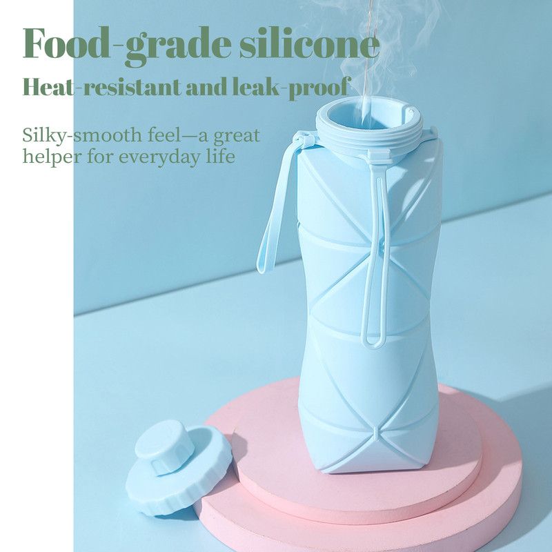 800ml Large-Capacity Food-Grade Silicone Folding Water Cup, Portable Outdoor High-Temperature Resistant Water Bottle, Travel and Camping Compressible Water Bottle, Travel Water Cup - Green