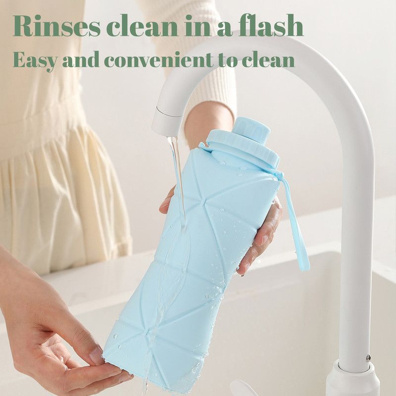 800ml Large-Capacity Food-Grade Silicone Folding Water Cup, Portable Outdoor High-Temperature Resistant Water Bottle, Travel and Camping Compressible Water Bottle, Travel Water Cup - Green