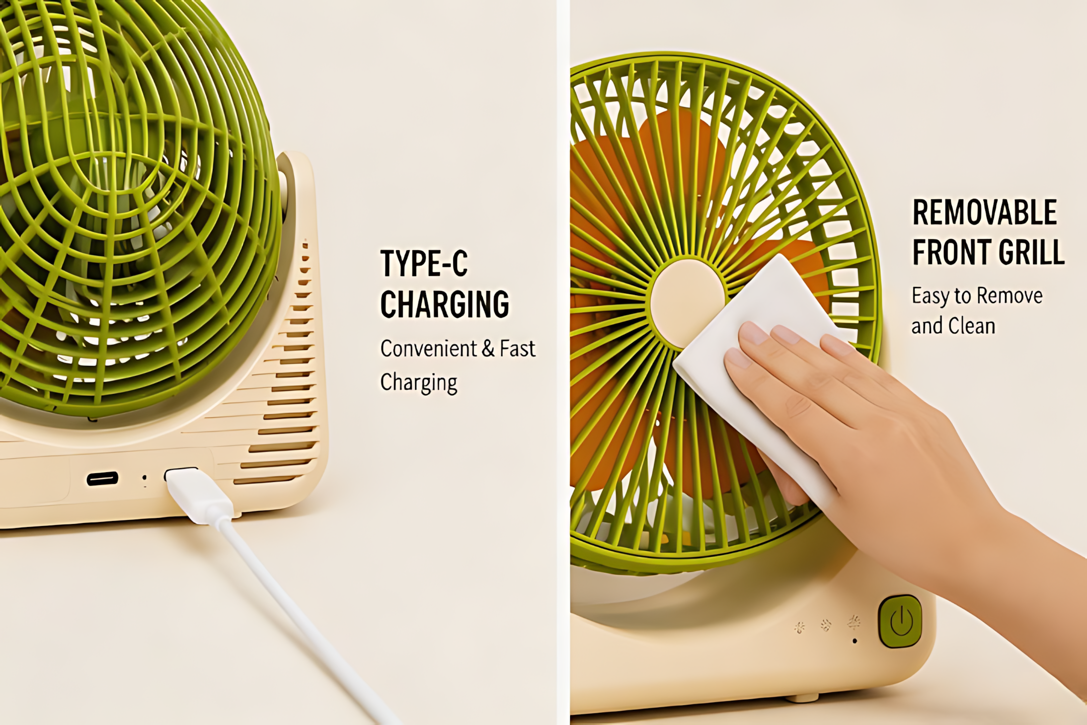 【Portable USB Mini Desk Fan, 3 Speed Adjustable, Ultra Quiet 36dB(A), 500mAh Rechargeable Battery, 1-3H Long Endurance, Lightweight 0.34kg Personal Cooling Fan for Home Office Travel Camping】