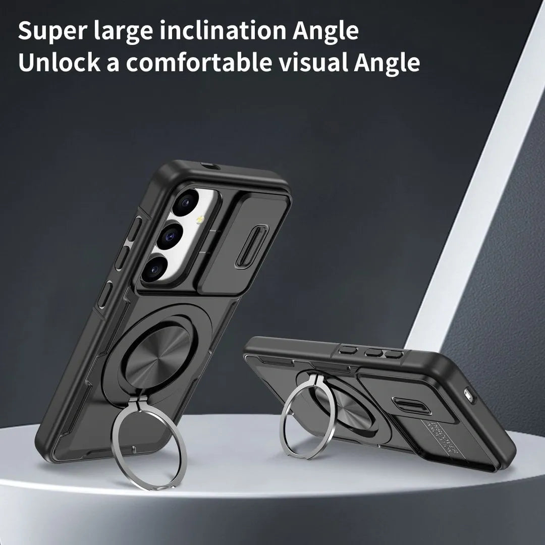2-in-1 Magnetic Sliding Lens Case, Black for Samsung S25