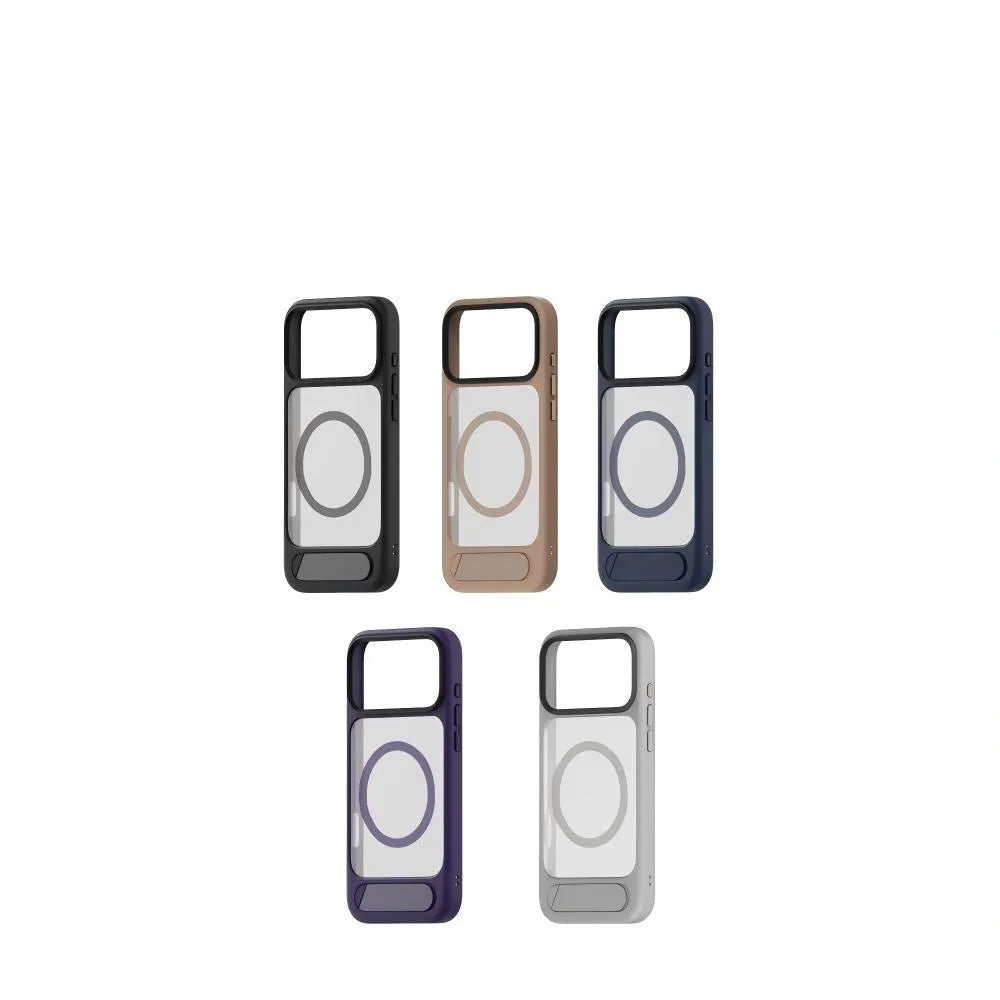 MagSafe Case for iPhone 17 Pro - Brown Matte Shockproof Cover with Hidden Kickstand