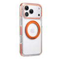 Clear MagSafe iPhone 17 Pro Case with 360° Rotating Ring Stand - Orange Edition