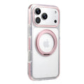 Clear MagSafe iPhone 17 Pro Case with 360° Rotating Ring Stand - Pink Edition