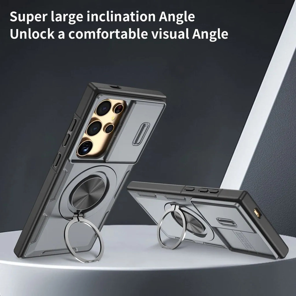 2-in-1 Magnetic Sliding Lens Case, Grey for Samsung S25Ultra
