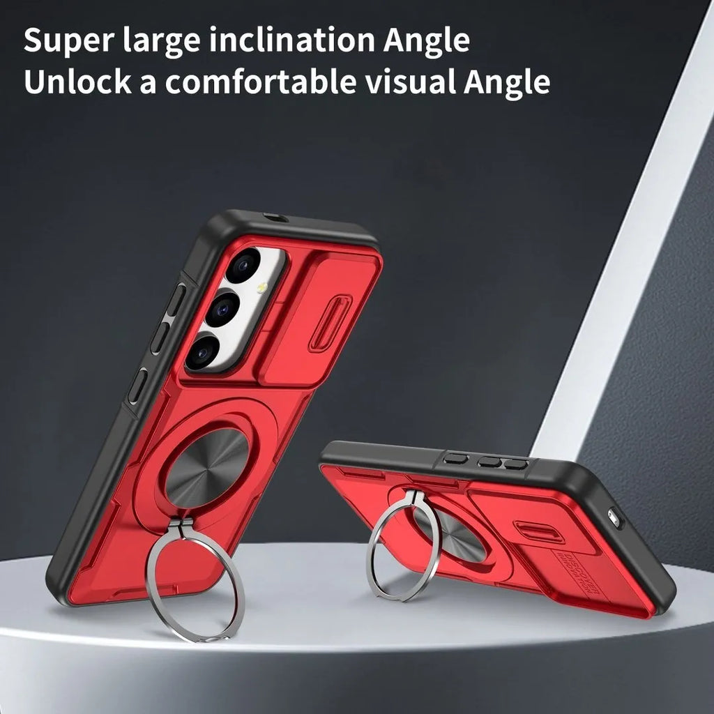 2-in-1 Magnetic Sliding Lens Case, Red for Samsung S24