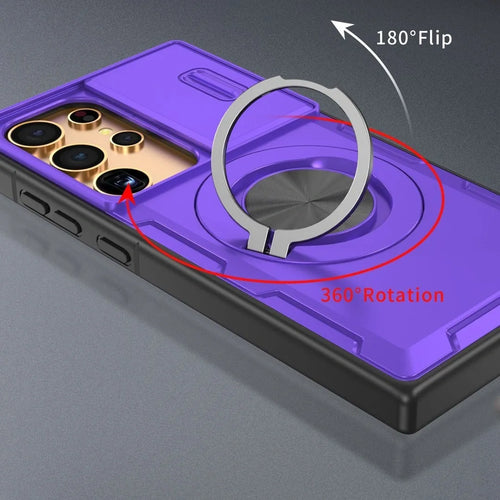 2-in-1 Magnetic Sliding Lens Case, Purple for Samsung S25Ultra