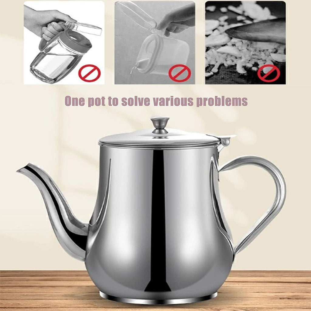 Stainless Steel Lubricator with Filter Screen Oil Strainer Pot Olive Oil Dispenser With Dust Proof Lid