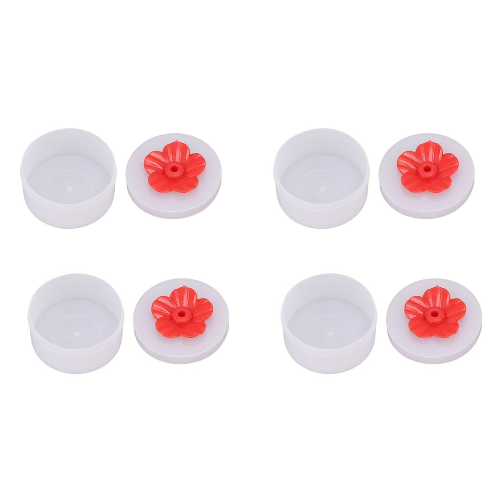 4pcs Hummingbird Feeder Flower Shaped Handheld Bird Feeder Wild Bird Feeding Tool for Outdoor Garden Yard Red