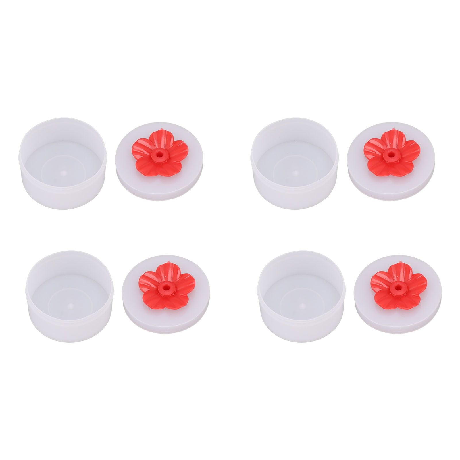 4pcs Hummingbird Feeder Flower Shaped Handheld Bird Feeder Wild Bird Feeding Tool for Outdoor Garden Yard Red