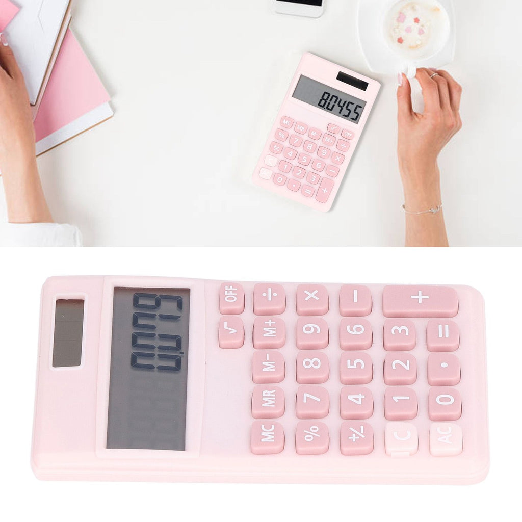 Calculators 8 Digit Solar Battery Dual Power Handheld Pocket Calculator with Large LCD Display Big Sensitive ButtonPink