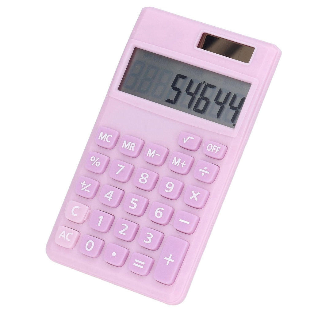 Calculators 8 Digit Solar Battery Dual Power Handheld Pocket Calculator with Large LCD Display Big Sensitive ButtonPale Pinkish Purple